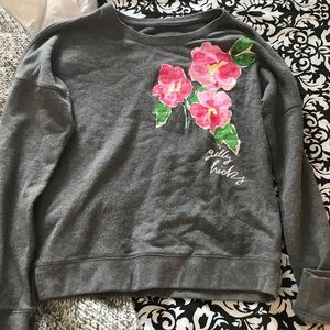 Gilly Hicks crewneck sweatshirt, grey, flowers
